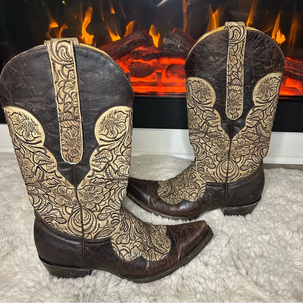 Old Gringo Fieta Boots Bone and Chocolate size 8 - Picture 11 of 11